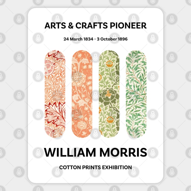 William Morris Textile Pattern, Cotton Prints Exhibition, Arts And Crafts Pioneer Magnet by VanillaArt